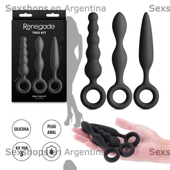 Kit de 3 dilatadores anales de silicona Slip, Slide y Slim